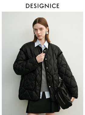 迪赛尼斯 通勤宽松 长袖圆领羽绒服女