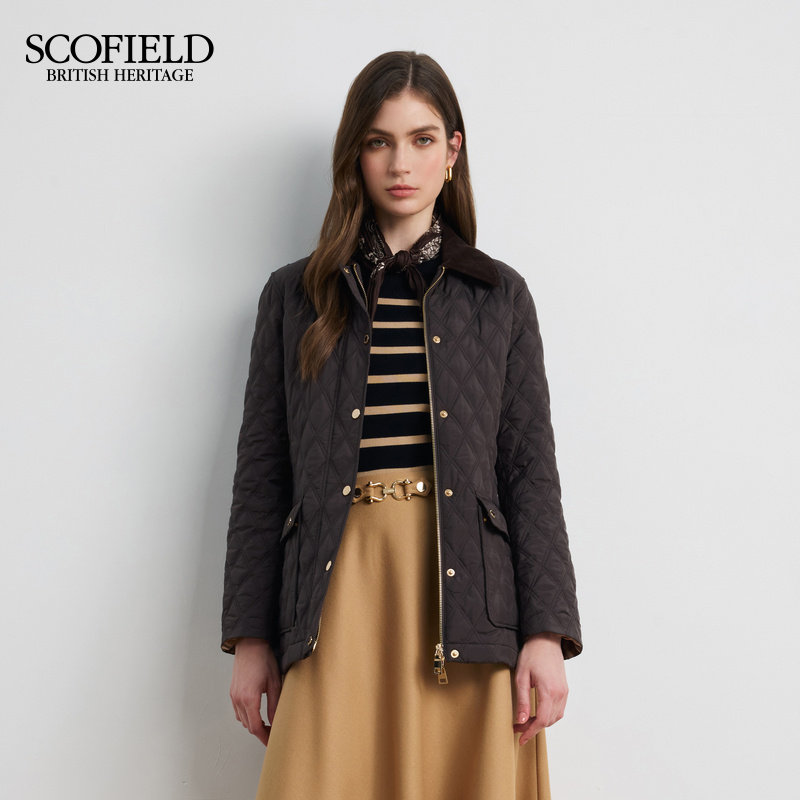 Scofield女装简约风菱格绗缝棉服外套