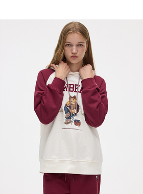 TEENIE WEENIE小熊女装连帽拼色宽松休闲卫衣TTMW24O901Z