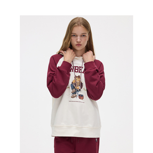 TEENIE WEENIE小熊女装连帽拼色宽松休闲卫衣TTMW24O901Z