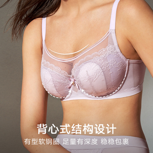 曼妮芬兔耳朵轻薄大胸显小软钢圈蕾丝文胸20840621