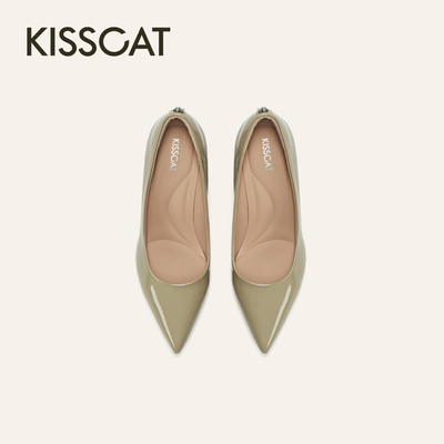 KISSCAT接吻猫25春新气质时尚高跟鞋尖头法式单鞋KA65121-10
