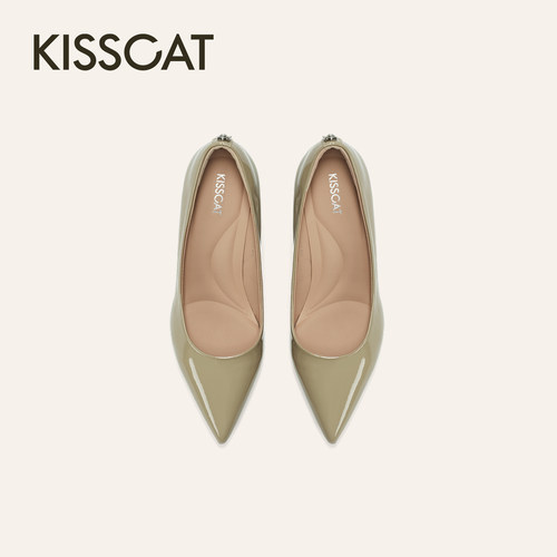KISSCAT接吻猫25春新气质时尚高跟鞋尖头法式单鞋KA65121-10