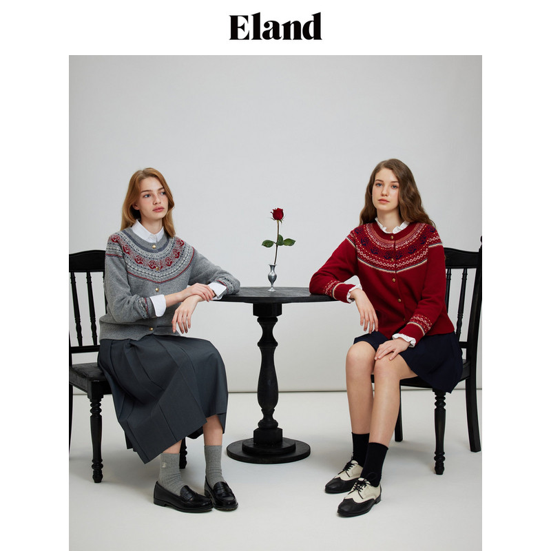 Eland毛针织衫女 费尔岛提花毛衫2025春季