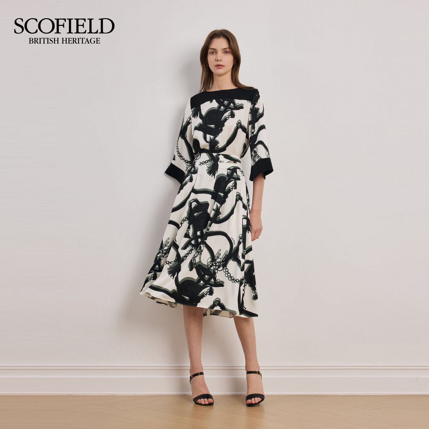 Scofield女装气质撞色链条 半身裙