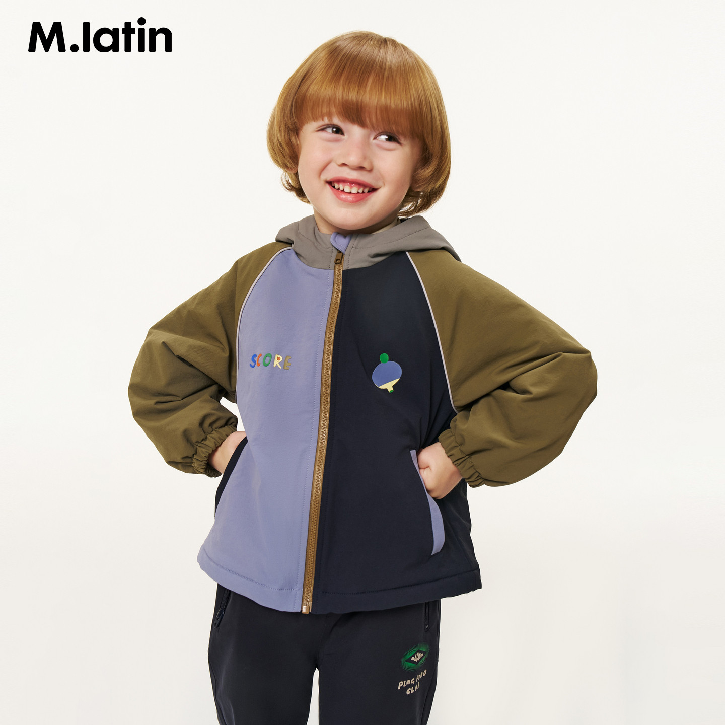 马拉丁儿童棉服25冬装新款男小童不对称棉夹克