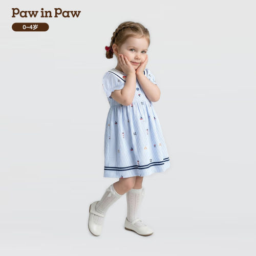 PawinPaw卡通小熊童装26年夏季女宝宝短袖连衣裙PBOWG2582M