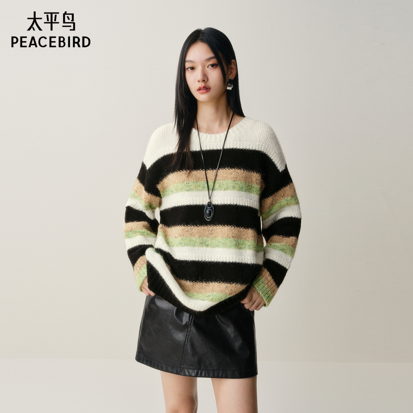 太平鸟 条纹套头针织衫A3EEF4255