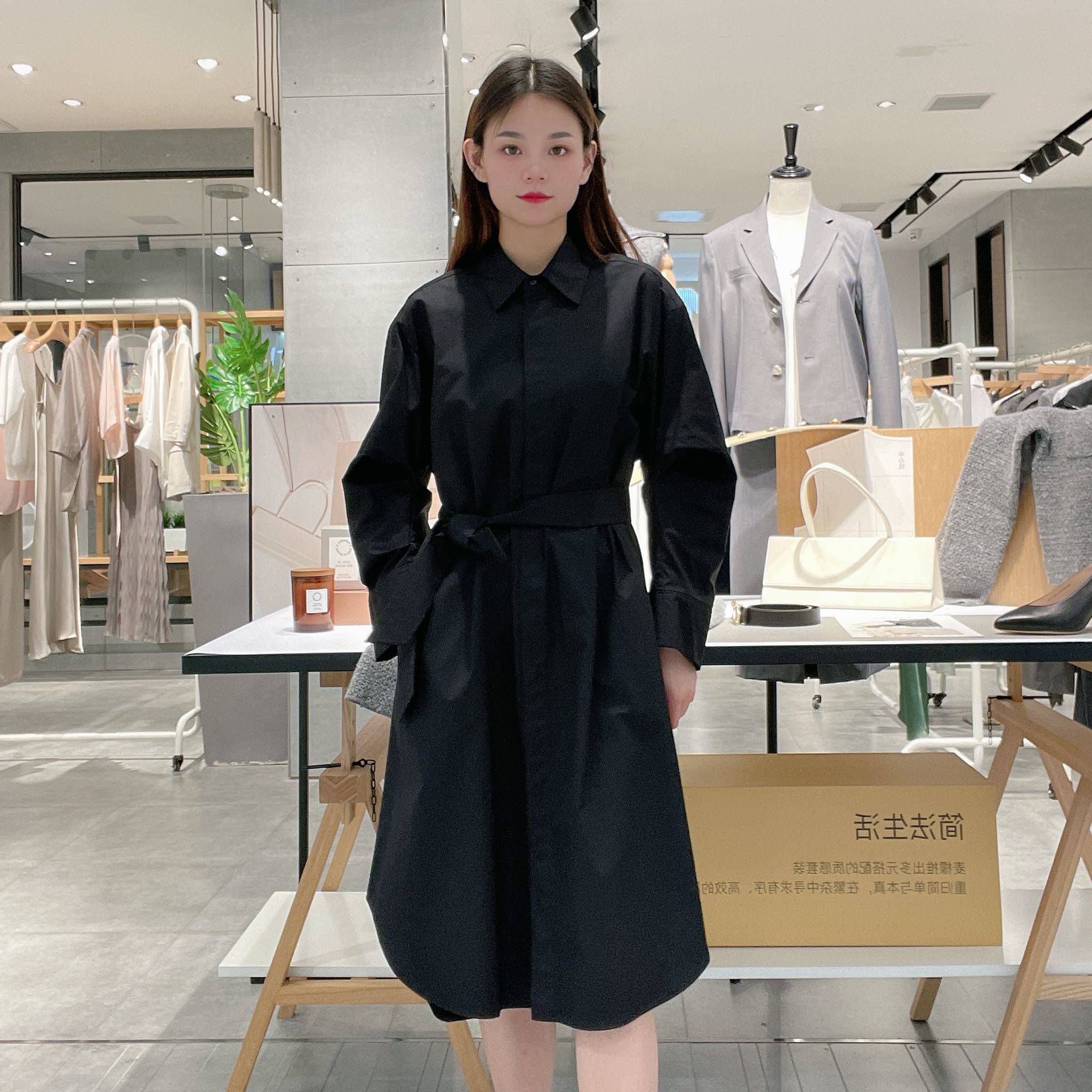 麦檬 女士收腰衬衫式长袖连衣裙5F2190141图片