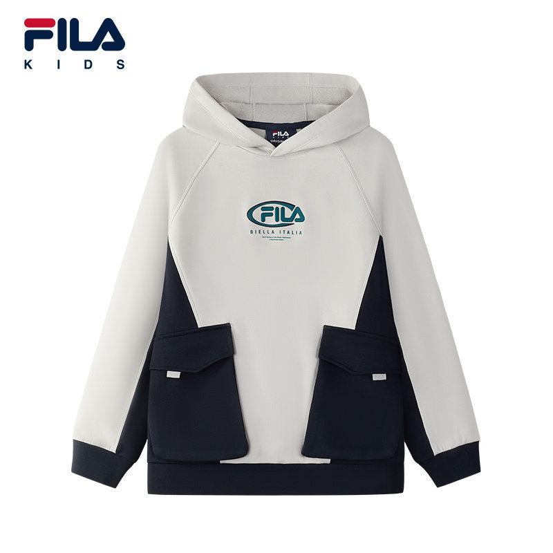 FILA KIDS斐乐童装男大童卫衣2025冬季新宽松连帽上衣K12B541215