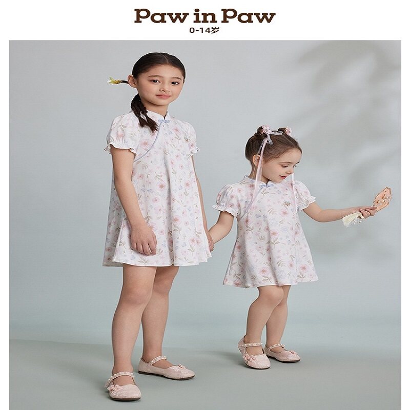 PawinPaw卡通小熊童装女童国风旗袍节日礼服连衣裙PCOMF2552E
