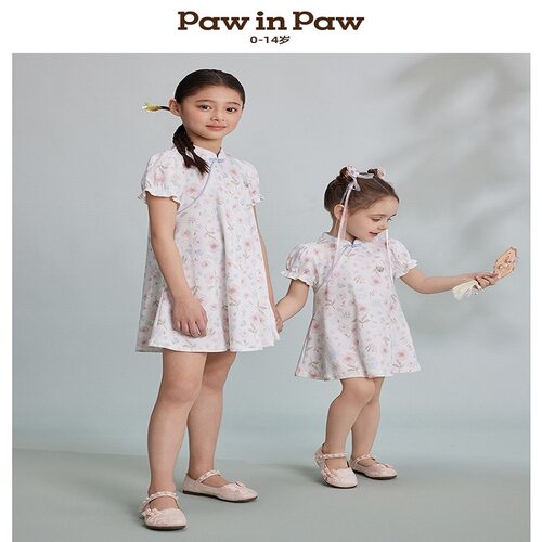 PawinPaw卡通小熊童装女童国风旗袍节日礼服连衣裙PCOMF2552E