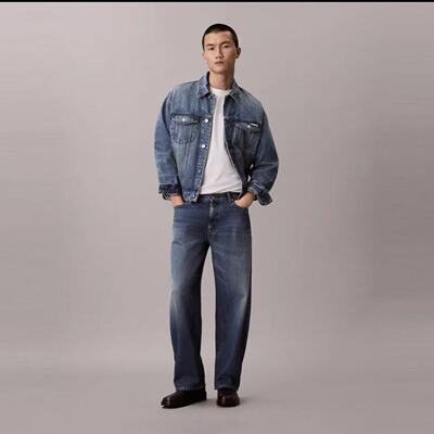 CK Jeans25秋冬新款男士纯棉宽松弯刀裤牛仔裤4RE724G