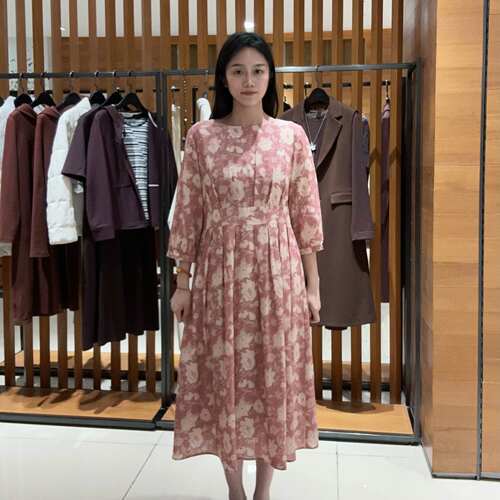 FEIZI菲姿女士时尚花纹连衣裙F4A441