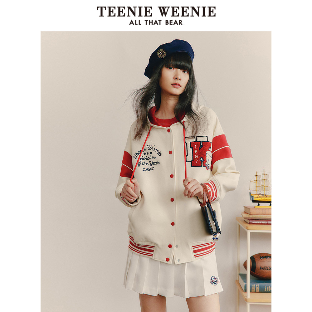 TeenieWeenie小熊连帽卫衣学院风宽松开衫外套女早春TTMZ23D302H