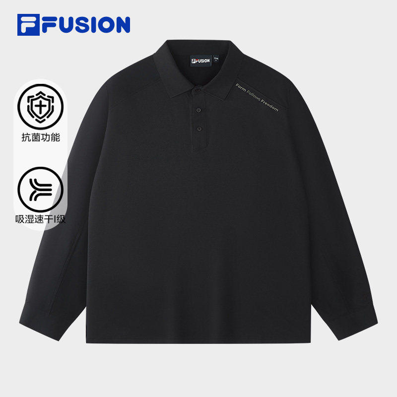 FILA FUSION斐乐潮牌男子针织长袖POLO衫2026春款上衣T11M617210F