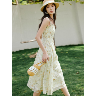 衣香丽影绿色碎花法式优雅超仙度假风连衣裙950415136