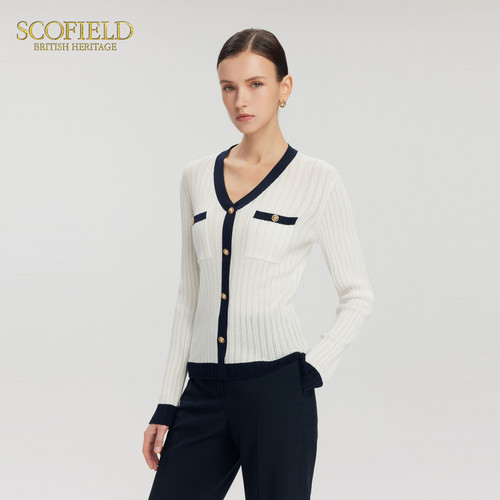 Scofield女士撞色开衫上衣SFKWF24020