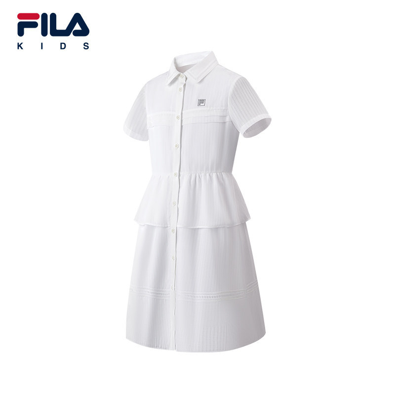 FILA 斐乐儿童2026年夏女童中大童衬衫式学院风裙K12G622313
