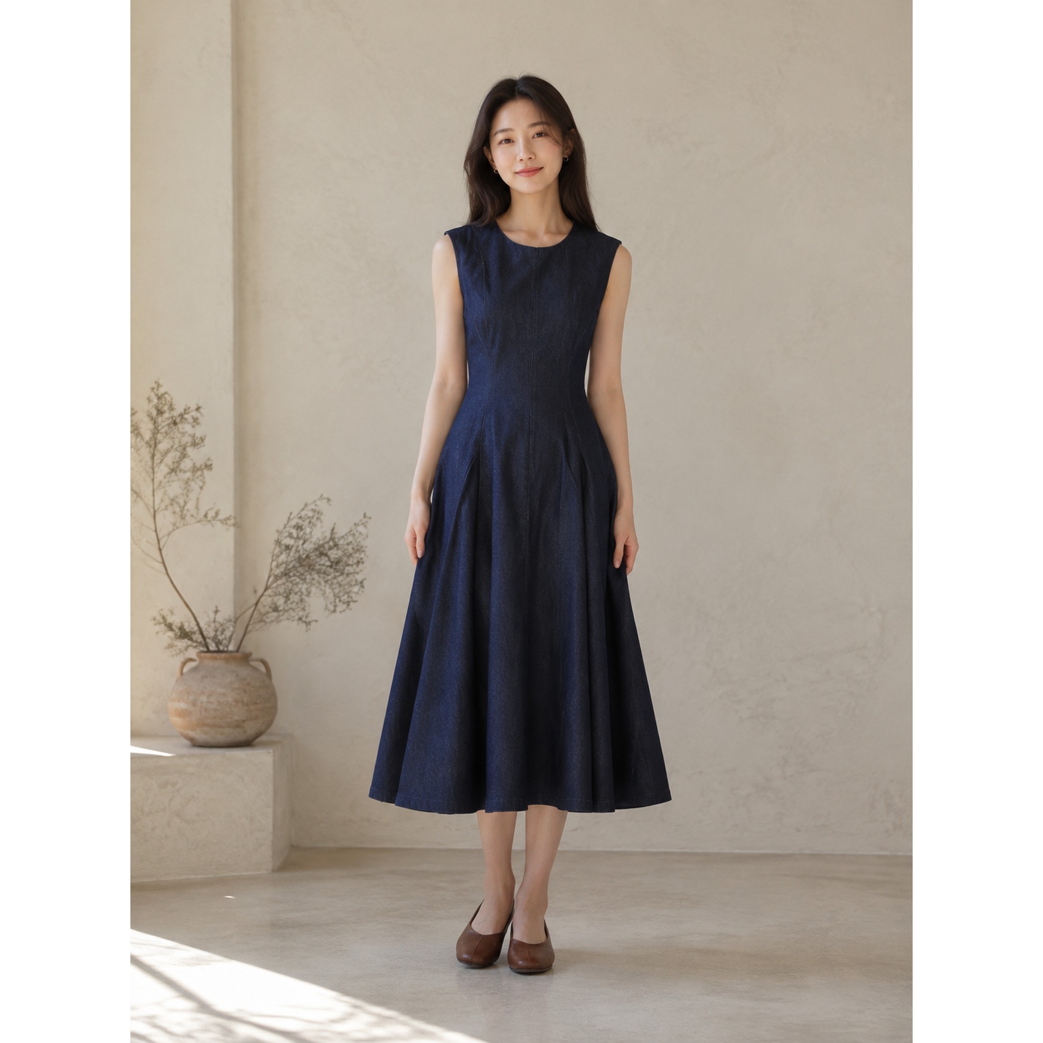 Levi’s李维斯女士BLUETAB通勤无袖收腰中长款连衣裙006UG-0000