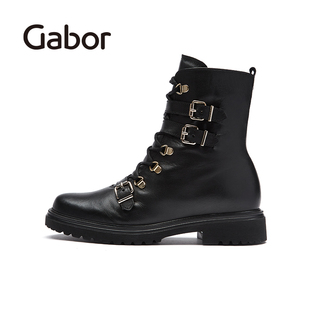 Gabor德国嘉步72855马丁靴 秋冬款时尚金属扣饰短靴7285567-21