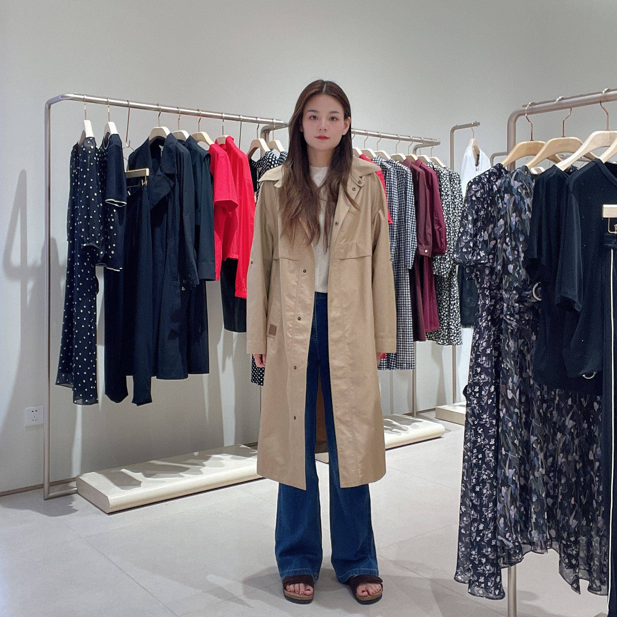 玖姿女士复古休闲风衣JWEQ41201