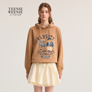 TeenieWeenie小熊女装卫衣2025秋学院风宽松刺绣大熊连帽外套