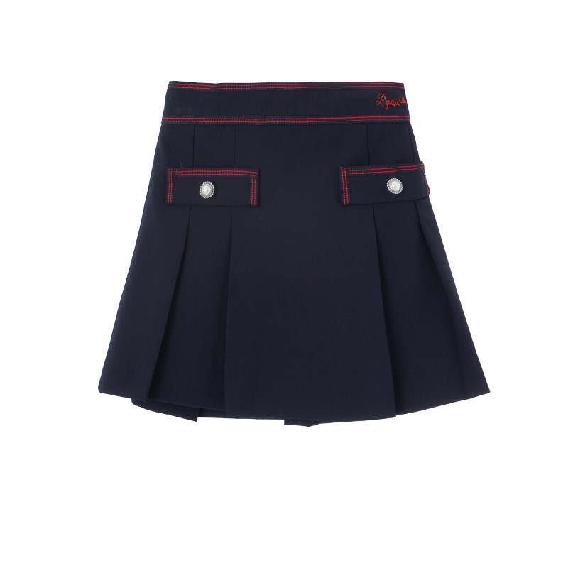 PawinPaw卡通小熊小熊童装春季女童学院风百褶短裙PCWHD1141M