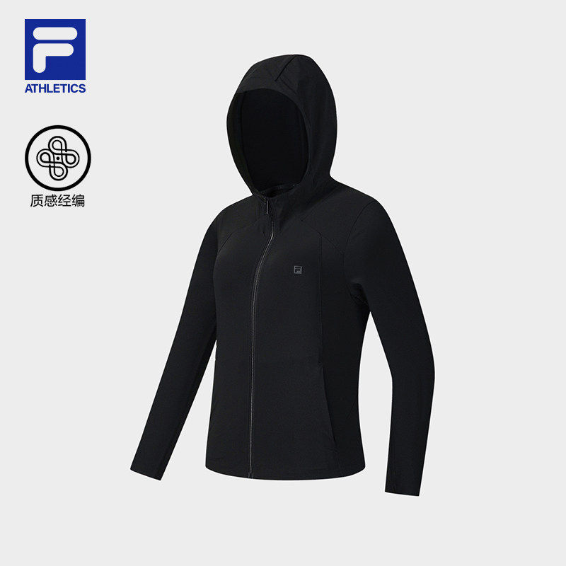 FILA 斐乐官方女子针织连帽外套2026夏新款健身上衣A11W631598A