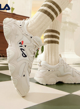 FILA 斐乐猫爪鞋4代女鞋老爹鞋黑色鞋子休闲鞋男鞋F62W532195F