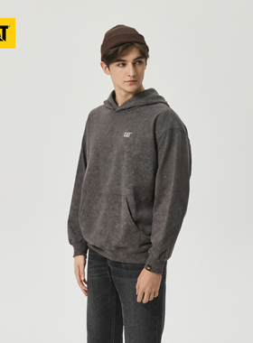 CAT卡特24秋男士户外山系印花水洗风套头连帽卫衣CN3SWU46061C13