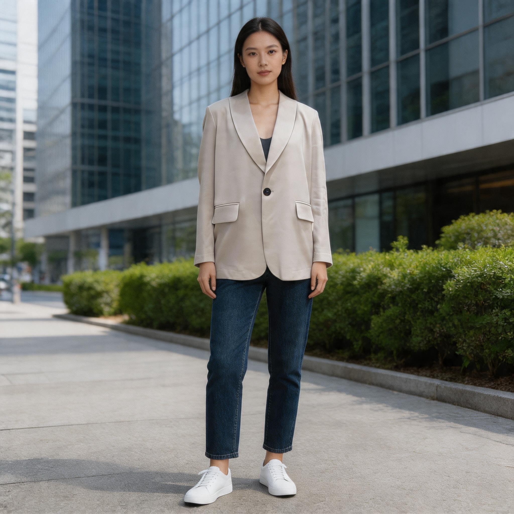 欧海一生法式高级感绸缎西装女光泽感单排扣西服外套T5018XC15255