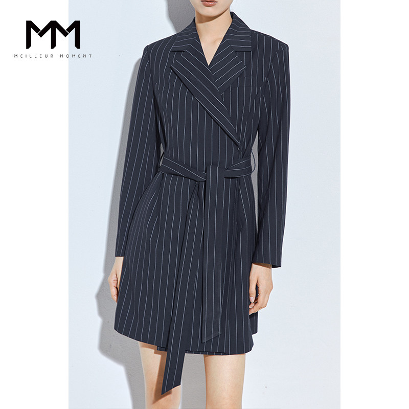 MM/麦檬春季西装领收腰衬衫连衣裙女5B2190151
