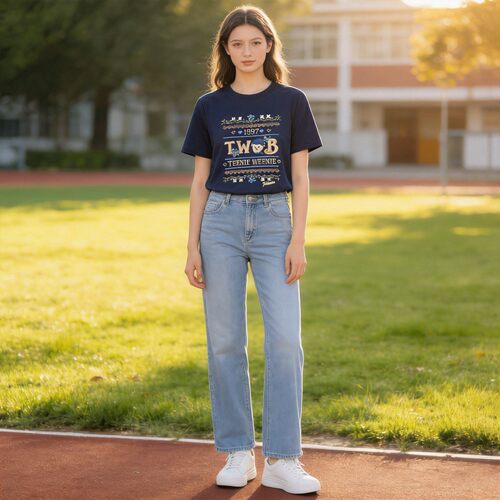 Teenie WeenieTW小熊圆领短袖T恤女夏碎花设计感上衣TTRA26M305Z