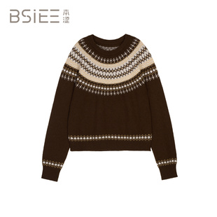 BSiEE本涩 圆领简约宽松 针织衫毛衣