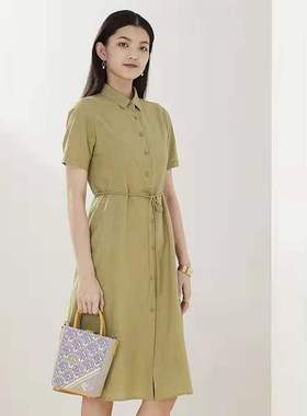 FEIZI夏季衬衫式短袖连衣裙1B428