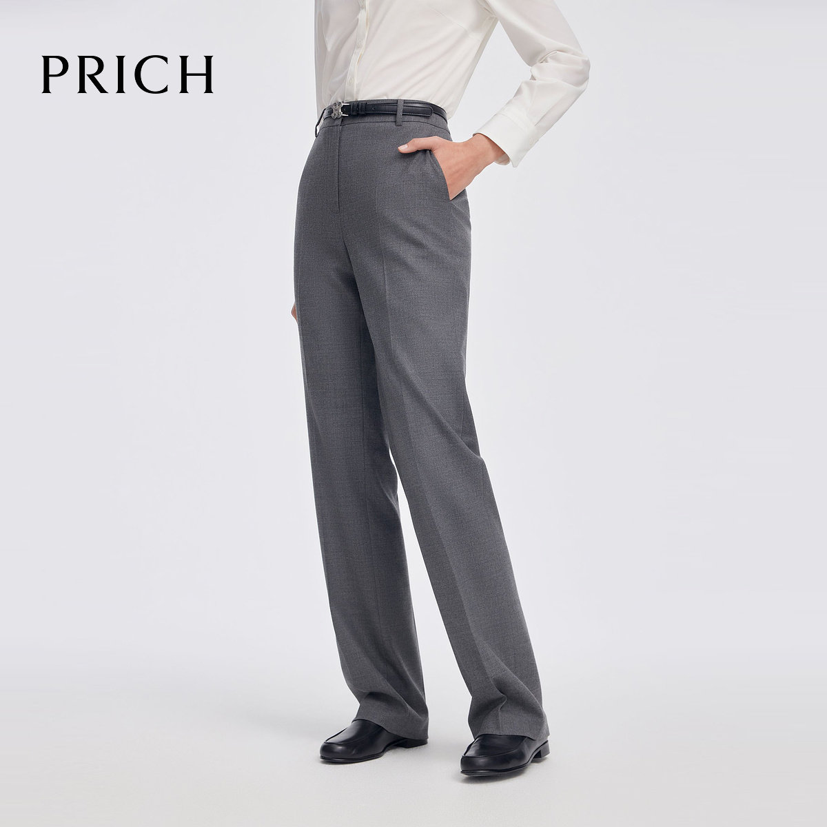 【绵羊毛】PRICH时尚简约直筒裤2025春季休闲长裤女PRTCF1101E