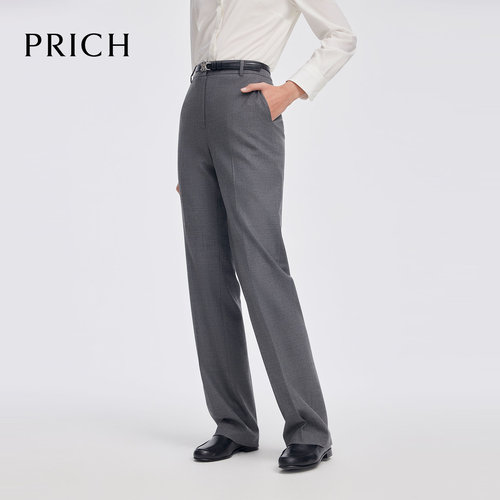 【绵羊毛】PRICH时尚简约直筒裤2025春季休闲长裤女PRTCF1101E