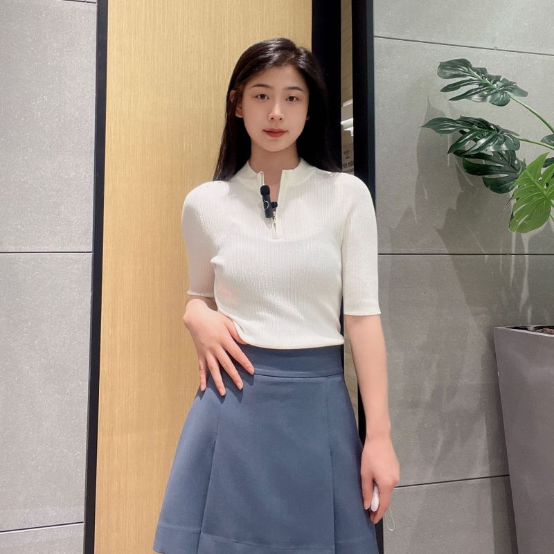 麦檬女士修身简约短袖针织衫5E7232351图片