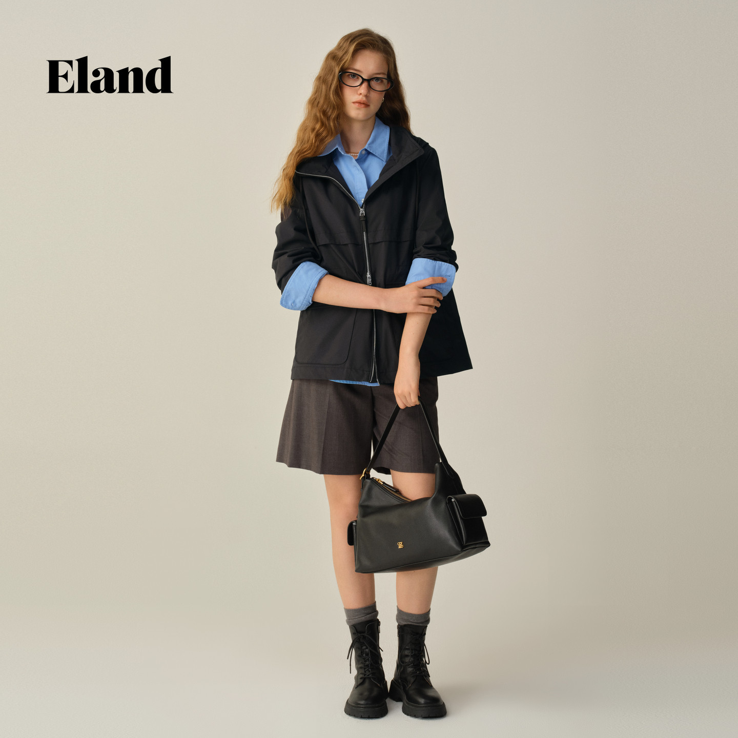 Eland短外套女轻户外运动长袖连帽上衣EEJAF89S02