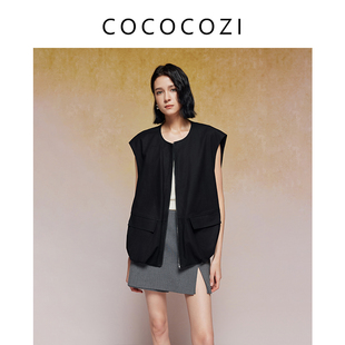 简约女士西装 通勤优雅气质正装 马甲241CO049B 式 COCOCOZI春秋款