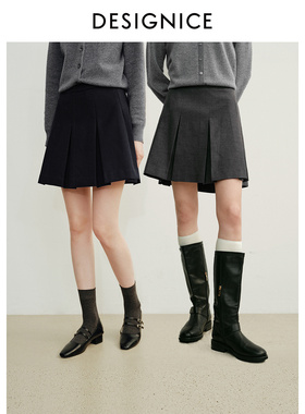 迪赛尼斯 学院风通勤气质短裙 复古 半身裙