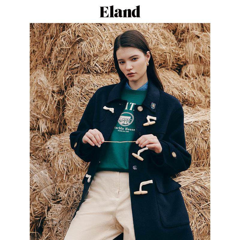 Eland卫衣女偏长款微宽松落肩型简约松弛感上衣EEMTD49R01
