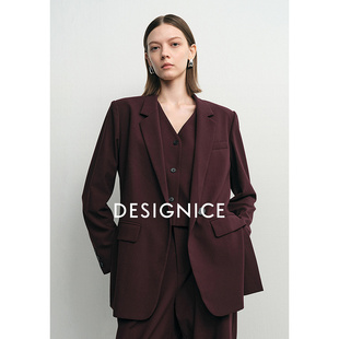迪赛尼斯秋季轻安可拉红长袖西装外套女D24307Y9305