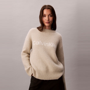 CK Jeans25秋季新女士休闲通勤提花圆领打底针织衫毛衣44D359G