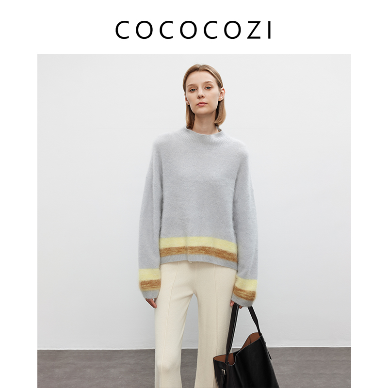 COCOCOZI秋冬长袖针织宽松拉绒满分山羊绒打底女装234CO022M