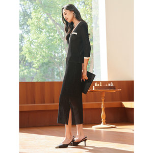 JUZUI玖姿优雅复古直筒半身裙女JWFC20002