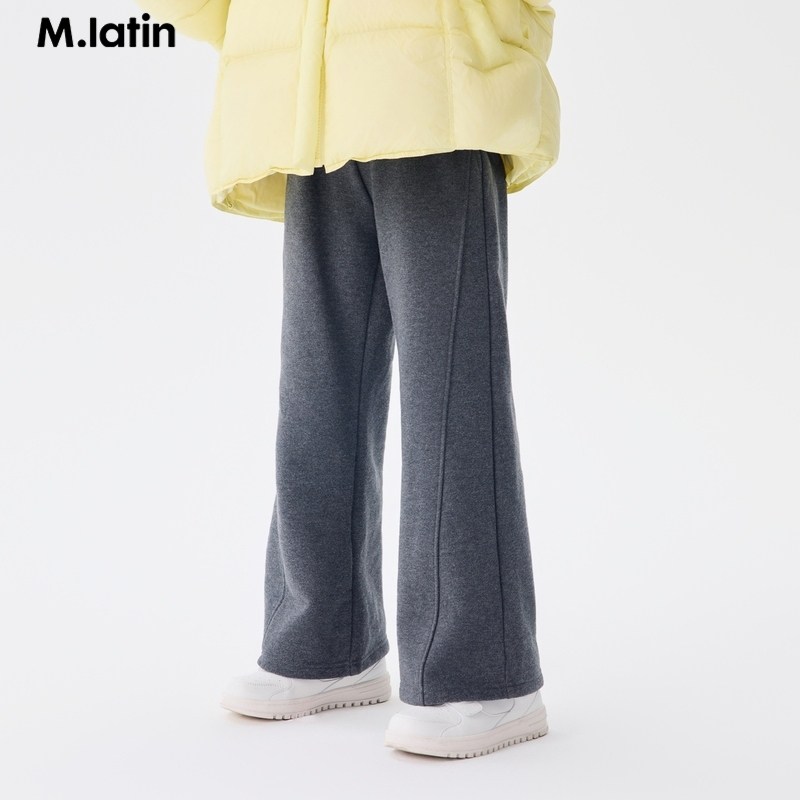 马拉丁童装儿童裤子25冬女大童印花喇叭针织长裤125927859V