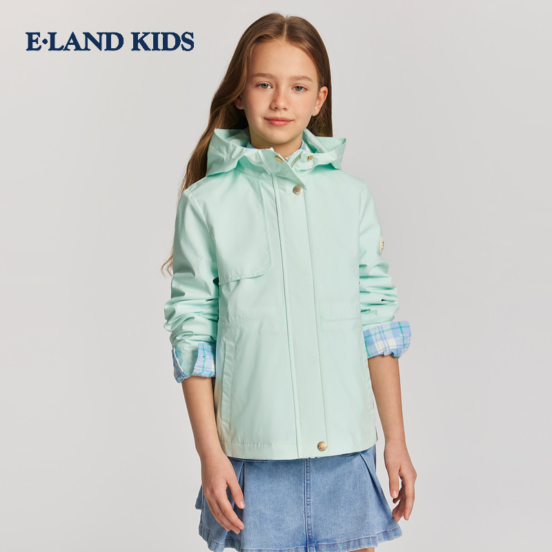 eland kids衣恋儿童装女童外套26年春新轻户外连帽上衣EKJAG2321K