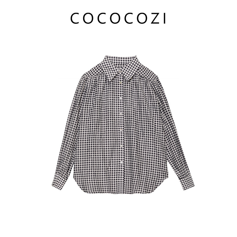 COCOCOZI春秋优雅气质款V领慵懒风衬衫241CO035CS图片